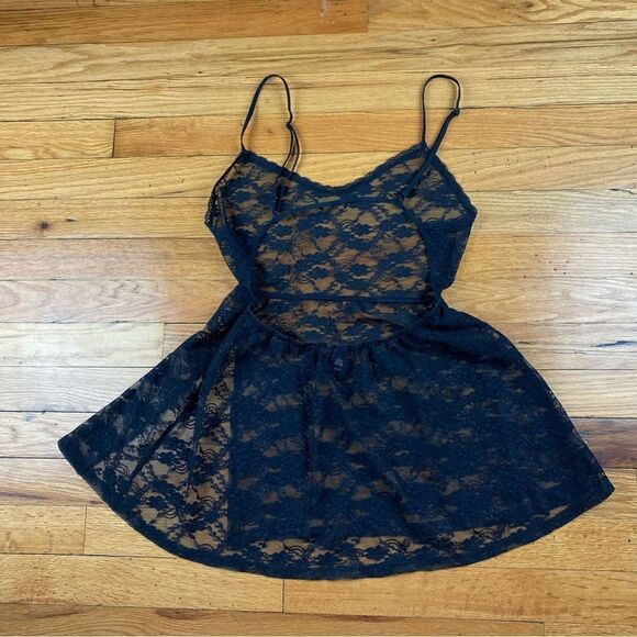 Victorias Secret Y2k Black Mesh Slip Dress Size M - Picture 3 of 8